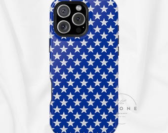 American Flag Stars Magnetic Phone Case - Patriotic Blue Star Pattern Compatible with iPhone 17, 16, 15, 14, 13 - USA Pride 4th of July