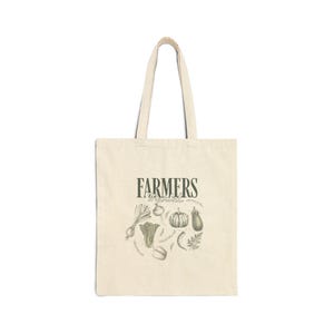 Farmers Market Cotton Canvas Tote Bag, Reusable Grocery Shopping Bag, Eco-Friendly Tote, Farm Fresh Produce Bag, Gift for Gardeners
