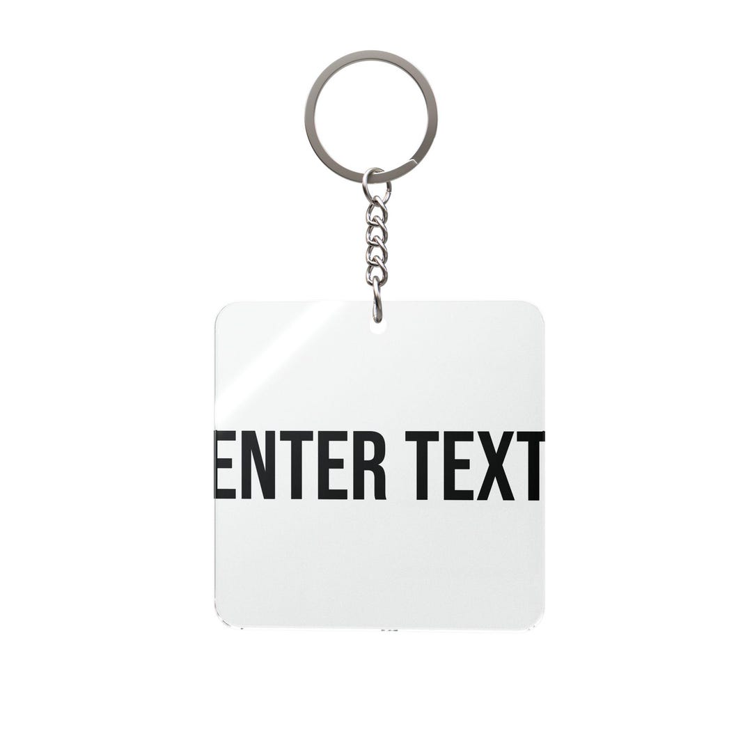 Custom Text Key Chain Custom Text Square Keychain | Personalized Name Initials | Photo Insert ...