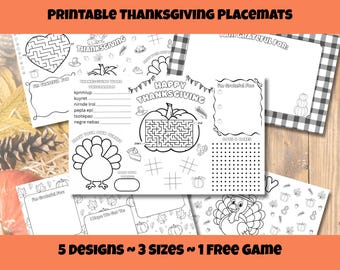Thanksgiving Activity Placemat, Printable Thanksgiving Placemat, Thanksgiving Activities for Kids, Kid’s Thanksgiving Coloring Mat