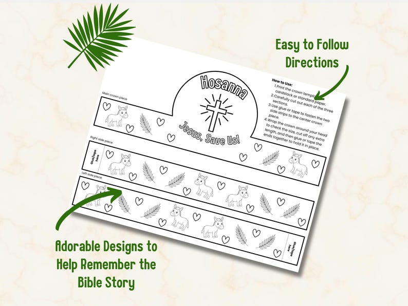 Palm Sunday Craft, Holy Week Craft for Kids, Paper Crown Coloring ...