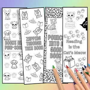 12 Printable Kids Coloring Bookmark, Printable Bookmark, Bookmark for Kids, Digital Download PDF