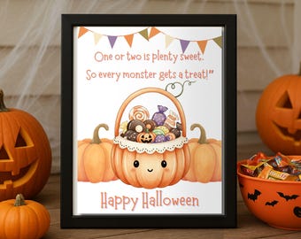 Letrero imprimible de dulces de Halloween, letrero de tazón de dulces, letrero de estación de dulces, letrero de "Por favor, llévate uno", letrero de Halloween para porche, decoración, letrero de "truco o trato"