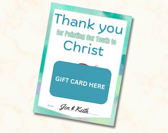 Cadeau de remerciement pour pasteur, Cadeau de pasteur pour les jeunes, Cadeau à imprimer pour pasteur, Merci pasteur, Porte-cartes cadeau, Pastorale des jeunes, Pasteur de la jeunesse