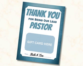 Cadeau d'appréciation du pasteur, merci pasteur, porte-cartes cadeau, cadeau imprimable pour pasteur, cadeau d'anniversaire de pasteur, cadeau pour pasteur et clergé