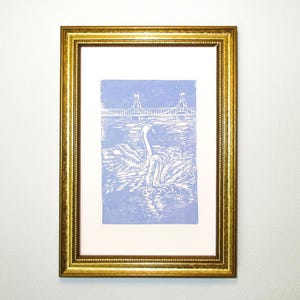 Swan Linocut Print, 6"x9"