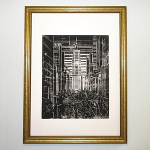 New York City Linocut Print, 11&quot;x15&quot;