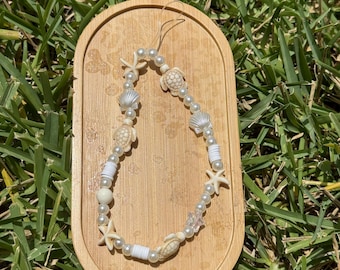 Beach Pearl - Beaded Phone Charm | Sea Turtle, Starfish, Clam | Beach Vibes | Everyday Accessory