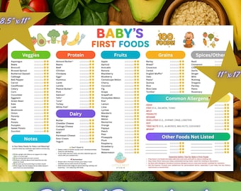 Registro de los primeros alimentos del bebé, Alimentación Dirigida por el Bebé, Lista de 100 Alimentos (Descarga Digital)