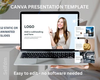 Canva Presentation Template: 15 Editable Business Slides (Digital Download)