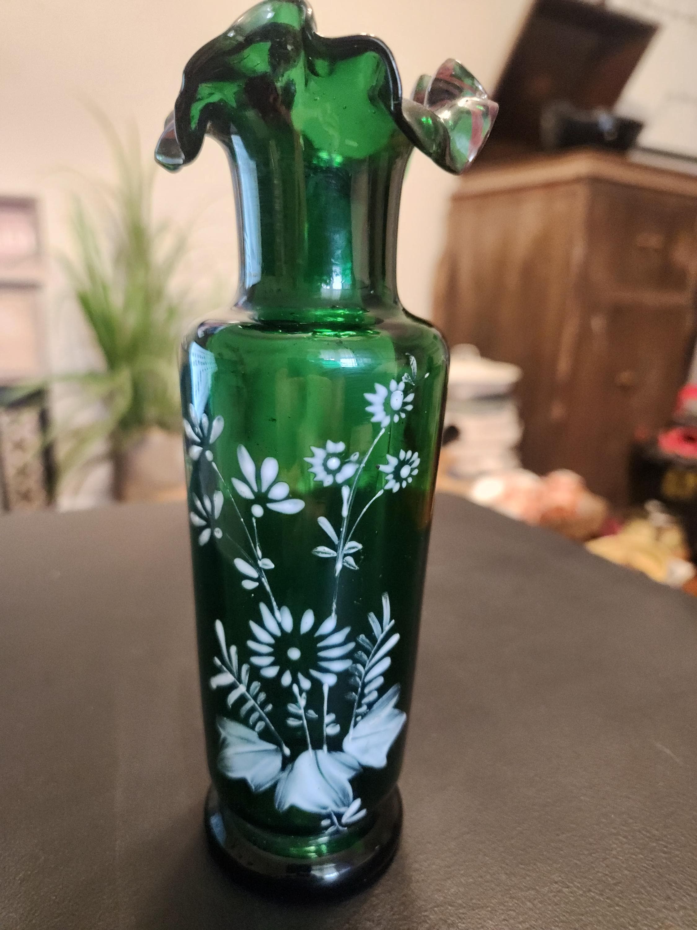 bohemian ガラス製花瓶 花模様 Bohemian glass vase - Etsy 日本