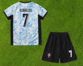 Conjunto de fútbol infantil de la segunda equipación de Portugal 2024 de Ronaldo