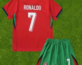 Cristiano Ronaldo #7 – Kit maillot enfant Portugal – Ensemble de football garçon/fille (maillot + short)