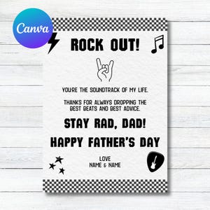 Father's Day Card | Rock Dad | Cool Dad | Rad Dad | Editable Card