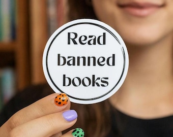 Banned Books Vinyl Sticker - Book babe stickers, Political Activist Gift, Laptop Decal, Feminist Symbol