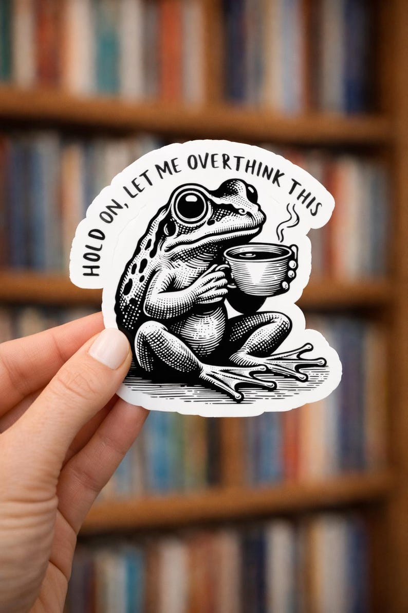 Overthinking Frog Vinyl Sticker - Funny Animal Sticker - Etsy