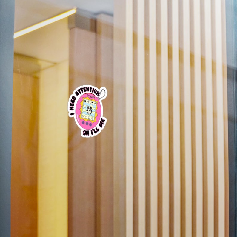 90s Virtual Pet Tamagotchi Illustration Sticker | Kiss-Cut Vinyl Decal, Retro Pixel Keychain Art image 3
