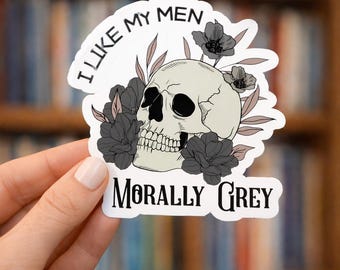 Pegatina "Hombres moralmente grises" con temática literaria - Decoración para Kindle y botellas de agua.