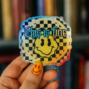 Melting Smiley Face Vinyl Sticker: Funny Mental Health Awareness