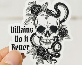 Pegatina de calavera y serpiente de villanos: Vinilo adhesivo resistente al agua