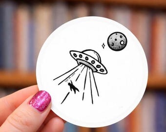 Funny Alien Abduction Waterproof Vinyl Sticker