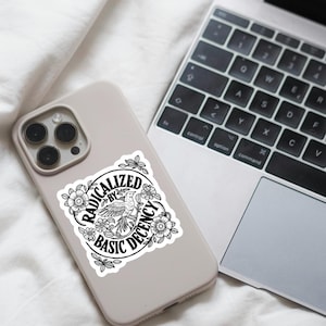 Radicalized by Basic Decency Kiss-Cut Vinyl Decal | Bird Floral Sticker