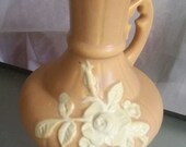 Weller Peach Colored Cameo Vase Pitcher, Vintage Home Decor, Weller Pottery Company, Ohio Based Company, Collectible Home Decor