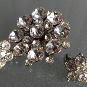 Rhinestone Clip Earring and Pendant Set, Glamorous Sparkly Vintage Jewelry, Stunning Set of Rhinestone Jewelry, Earrings with Patent Number