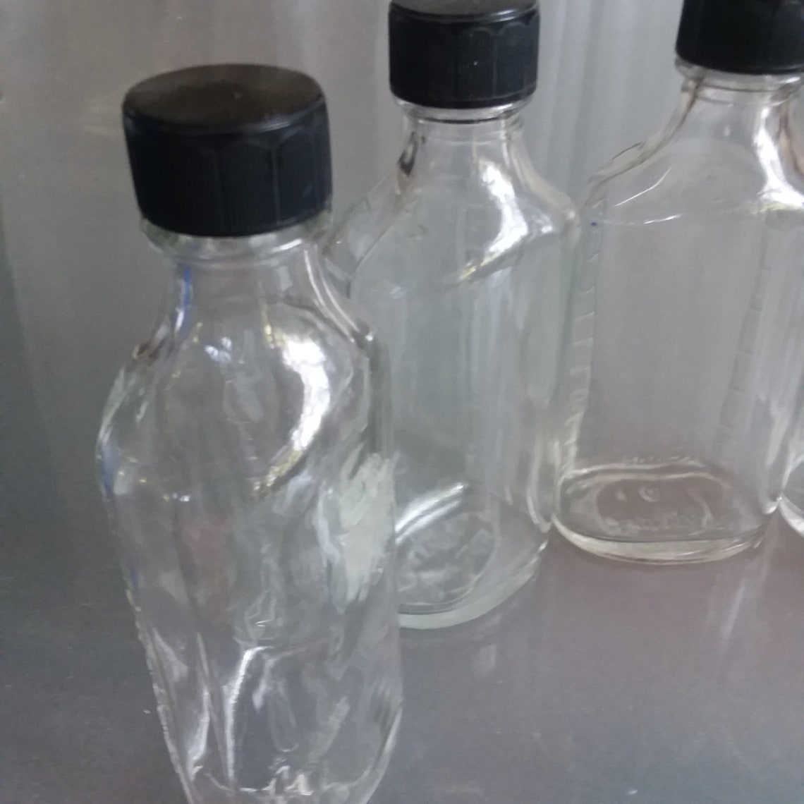 Duraglas 3iv Glass Bottles with Black Lids Set of Five Etsy