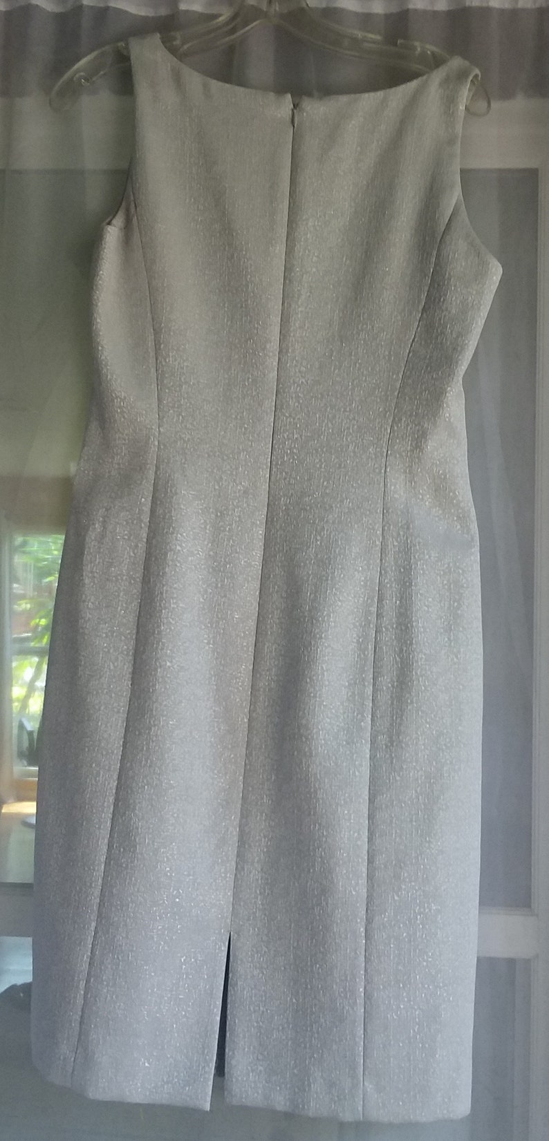 Stunning Vintage Clothing Heather Gray with Shimmer Arthur B Mint Condition Tahari Luxe Sleeveless Dress with Jacket Levine Size 6