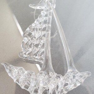 Glass Blown Sailboat, Vintage Home Decor, Delicate Glass Blown Clear Glass Boat, Holiday Ornament