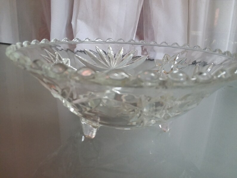 Pedestal Cut Glass Candy Dish Clear Glass Serving Bowl Etsy