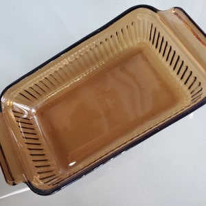 Anchor Hocking 1409 Amber Glass Loaf Pan, Vintage Bakeware, Baking, Cooking, Serving, Rectangular Pan, Breads or Casseroles. 1 Quart image 4