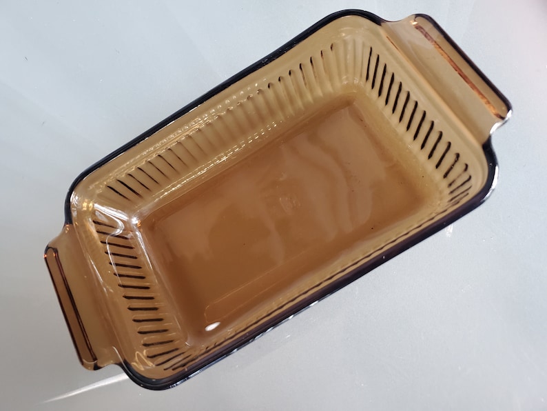 Anchor Hocking 1409 Amber Glass Loaf Pan, Vintage Bakeware, Baking, Cooking, Serving, Rectangular Pan, Breads or Casseroles. 1 Quart image 4