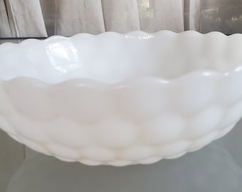 Hobnail Milk Glass Bowl, Vintage Serving Home Décor, Traditional Milk Glass Bowl