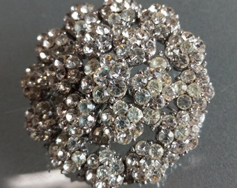 RARE Trifari Rhinestone Covered Large Brooch, Pin, 21 Clusters of Rhinestones with 7 Rhinestone in Each Cluster, Vintage Signed Jewelry