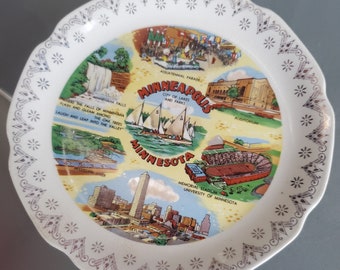 Minneapolis, Minnesota Souvenir Plate, Sights and Scenes, Tourist Souvenir, Vintage Home Décor, Decorative Plate