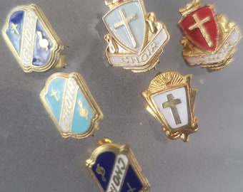 Choir Pins, Church Choir Award Pins, Vintage Jewelry, Lapel Pins, Tie Tacks, Pins with Crosses, Set of Six Pins