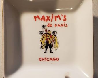 Maxim's de Paris Chicago Ashtray, Vintage Glassware, Trinket Tray, Former Famed Chicago Restaurant