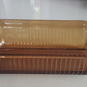 Anchor Hocking 1409 Amber Glass Loaf Pan, Vintage Bakeware, Baking, Cooking, Serving, Rectangular Pan, Breads or Casseroles. 1 Quart image 1