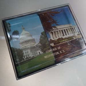 Washington DC Souvenir Playing Card Set, One Set Open, One Set Still Sealed, Vintage Cards Games, Monuments in Washington DC, Plastic Case