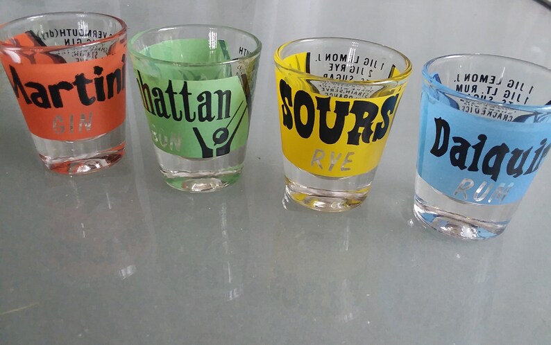 Set Of Four Vintage Shot Glasses