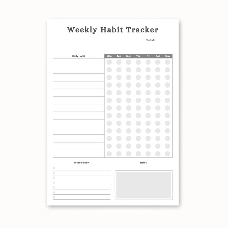 Weekly Habit Tracker Printable | Minimalist Planner (digital Download ...
