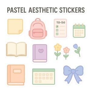 Pastel Aesthetic Stickers | Cute Minimalist Planner Stickers | Kawaii Scrapbook Decals | Soft Colors Decorative Stickers for Journals