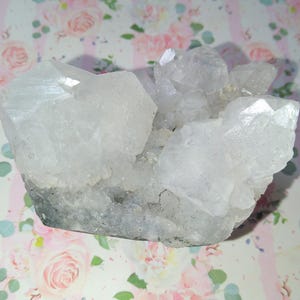 Apophyllite Cluster on Chalcedony | White & Blue-Grey Crystal with Etched Faces | Natural Mineral Specimen | Collectible Crystal