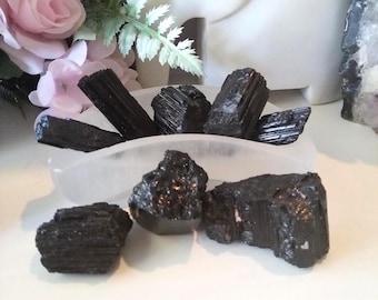 Black Tourmaline Chunks | Raw Grounding Stone | Protective Crystal | Natural Healing Stone | Meditation Decor