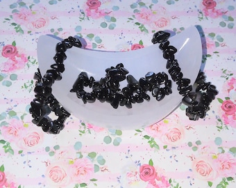 Black Obsidian Chip Bracelet | Natural Stretch Gemstone Jewelry | Protection & Grounding Energy
