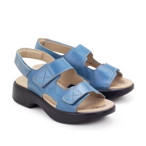 Dromedaris Dakota Blue Leather Adjustable Sandals