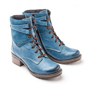 Dromedaris Kara Teal Leather and Suede Boot