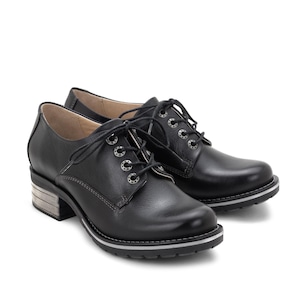 Dromedaris Kaley Black Lace-Up Leather Shoes